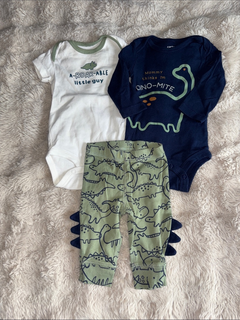 Carter's Navy, White & Green Dino Matching Set